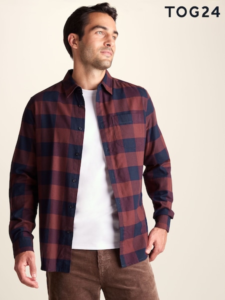 Blue - Regular Tog 24 Marcel Brushed Flannel Check Shirt
