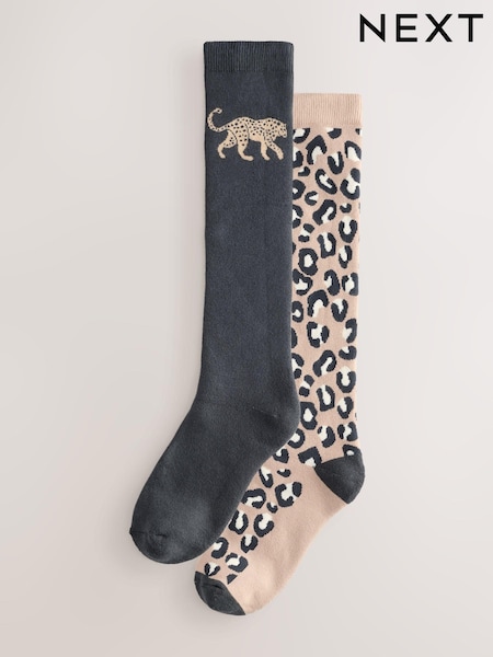 Leopard Welly Socks 2 Pack (AJ0067) | £12