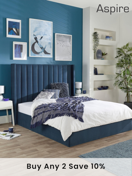Aspire Furniture Blue Helix End Lift Ottoman Storage Bed (AJ0091) | £550 - £590