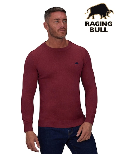 Raging Bull Red Classic Crew Neck Knit Jumper (AJ0139) | £80 - £90