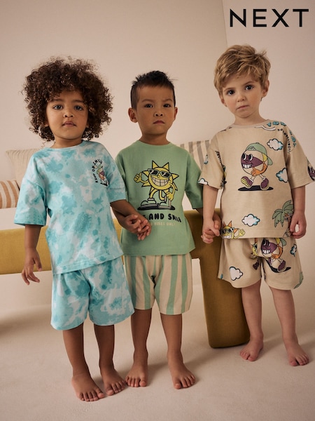 Black/Green Shorts Tie Dye Skate Sun Pyjamas 3 Pack (9mths-12yrs) (AJ0526) | £21 - £29