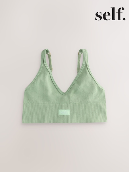 self. Matcha Green Seamfree Sports Crop Top (AJ0529) | £16