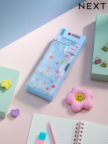 Blue/Pink Flower Power Pop Out Pencil Case (AJ0694) | £12