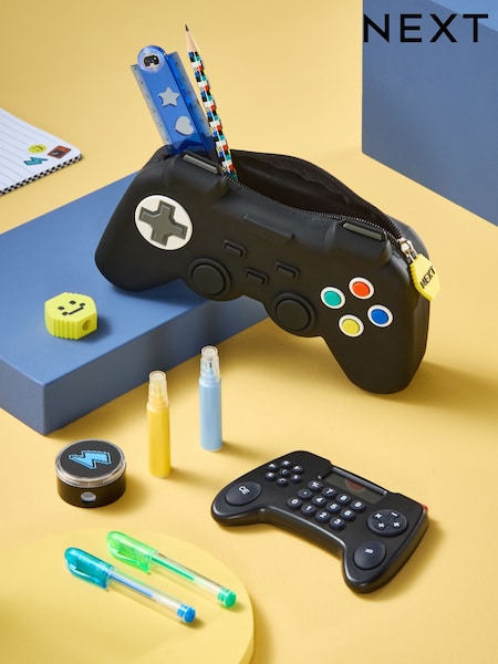 Black Pixel Gaming Pencil Case with Stationery (AJ0811) | £14