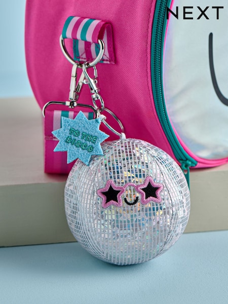 Silver Disco Ball Cute Plush Keyring Bag Charm (AJ0819) | £8