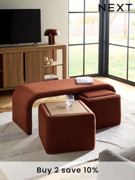 Soft Velvet Rust Brown Sidney Coffee Table (AJ0857) | £399