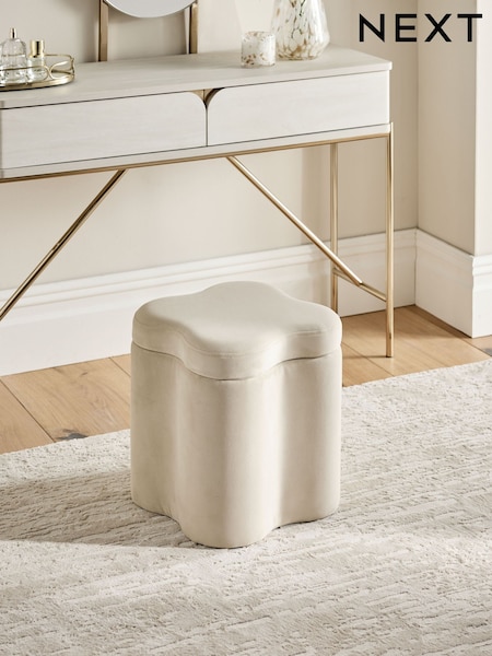 Soft Velvet Pebble Natural Wave Storage Stool (AJ0861) | £85