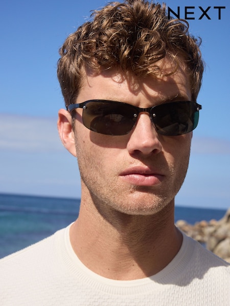 Gun Metal Rimless Sunglasses (AJ0896) | £15
