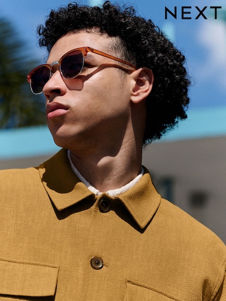 Brown Clubmaster Sunglasses (AJ0900) | £18