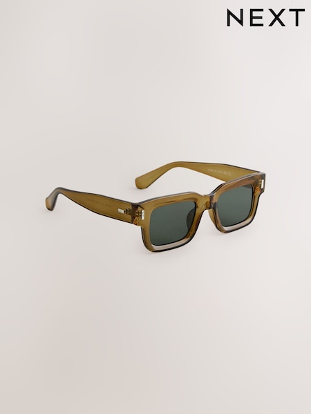 Green Rectangular Chunky Frame Sunglasses (AJ0911) | £15