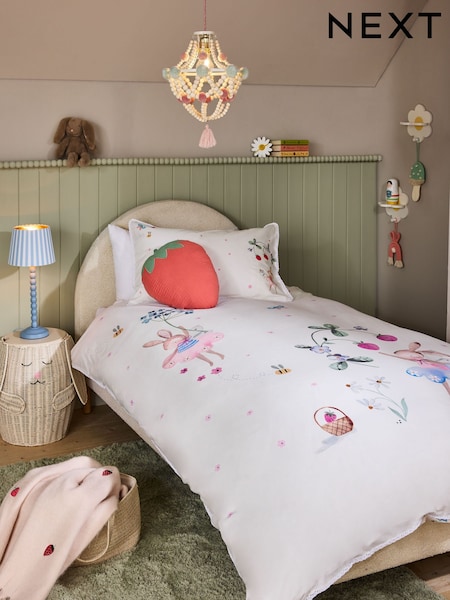 White Bunny 100% Cotton Duvet Cover and Pillowcase Set (AJ0925) | £28 - £40