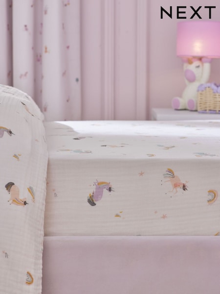 Unicorn 100% Cotton Muslin Fitted Sheet (AJ0942) | £18 - £30