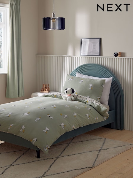 Green/White Snoopy Single Duvet Cover and Pillowcase Set (AJ1078) | £28