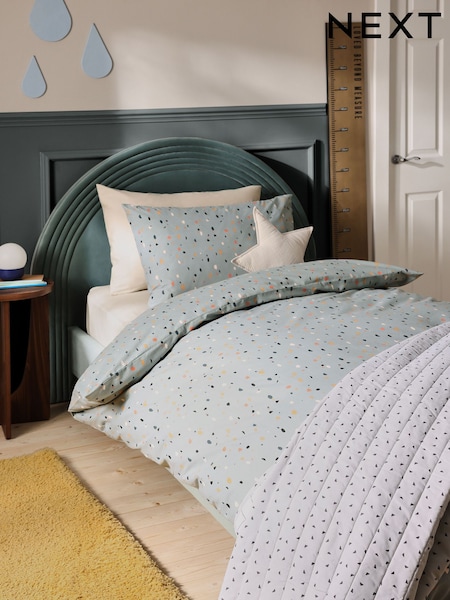 Petrol Terrazzo 100% Cotton Printed Bedding Duvet Cover and Pillowcase Set (AJ1087) | £18 - £28
