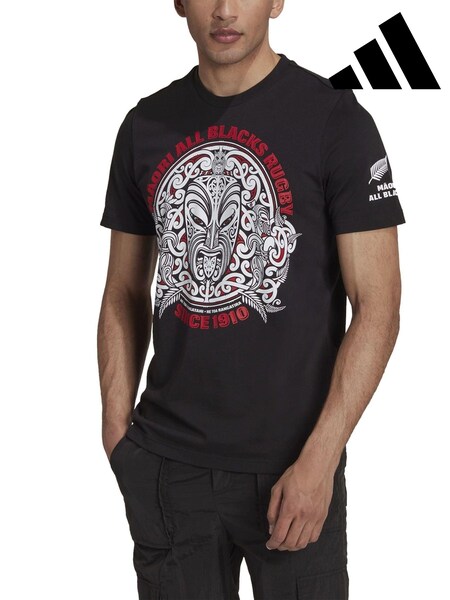 adidas Black 100% Cotton Maori Graphic T-Shirt (AJ1108) | £35