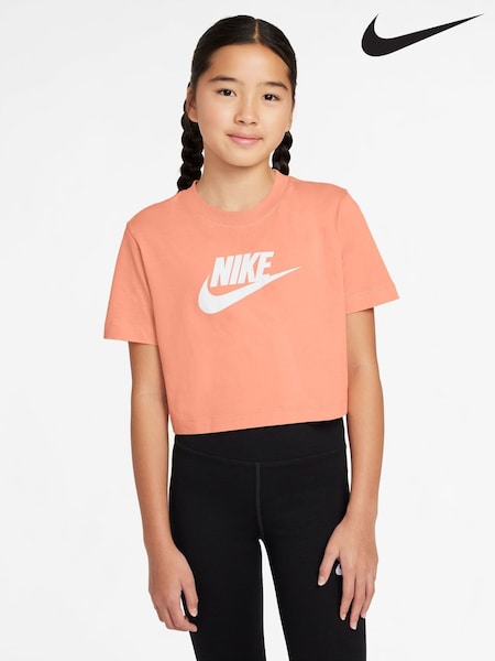 Nike Apricot Orange Cropped 100% Cotton T-Shirt (AJ1408) | £20
