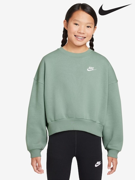 Nike Steam Green Club Fleece Boxy Crewneck Sweatshirt (AJ1415) | £35