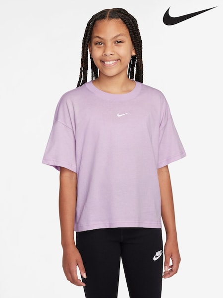Nike Doll Lilac Sportswear Boxy 100% Cotton T-Shirt (AJ1439) | £20