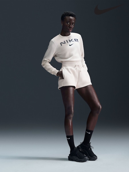 Nike Light Wood Natural Sportswear Phoenix Fleece High-Waisted Loose Shorts (AJ1565) | £38