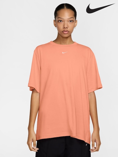 Nike Apricot Orange Oversized Mini Swoosh Sportswear T-Shirt (AJ1574) | £33