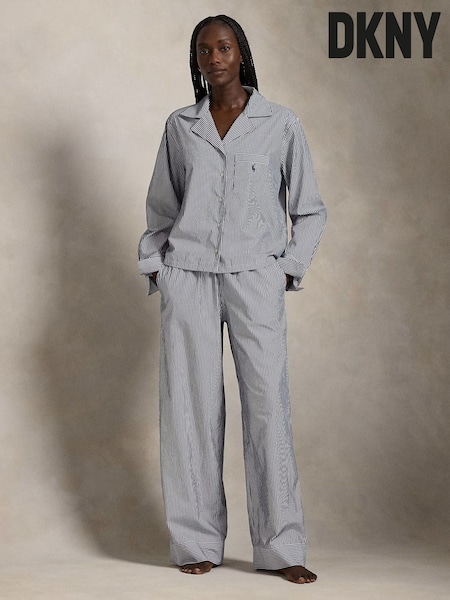 DKNY Blue Ralph Lauren Shirting Stripes Core Pyjamas Set (AJ1636) | £149