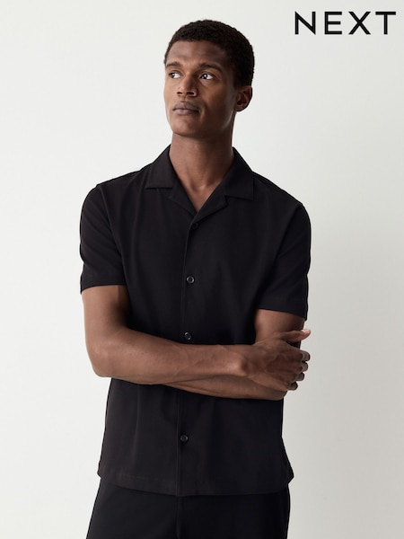Black Short Sleeve Pique Shirt (AJ1680) | £20