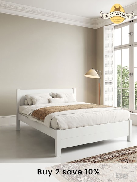 Get Laid Beds White Oxford Solid Wood Square Leg Bed (AJ1738) | £565 - £890