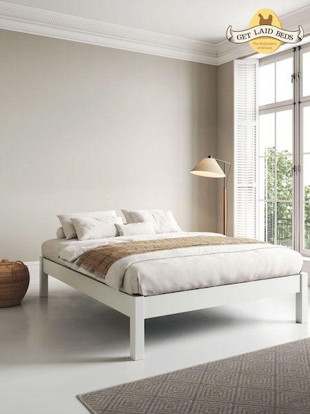Get Laid Beds White Platform Solid Wood No Headboard Square Leg Bed (AJ1747) | £365 - £640