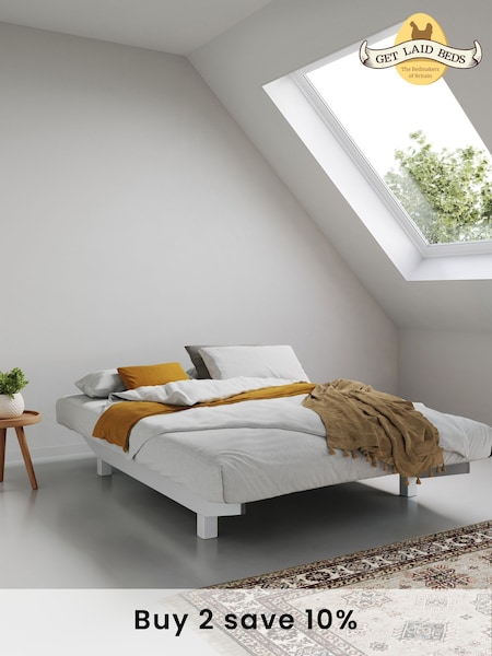 Get Laid Beds White Floating Platform Solid Wood Space Saver Bed (AJ1748) | £520 - £830