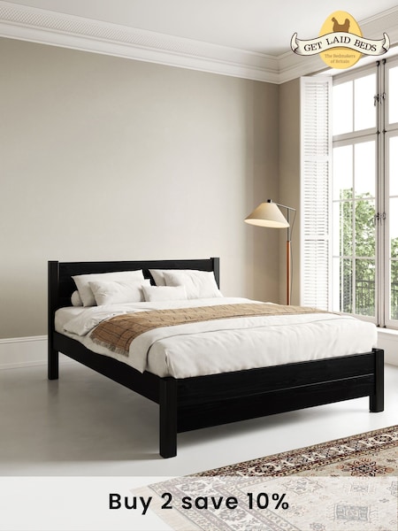 Get Laid Beds Black Oxford Solid Wood Square Leg Bed (AJ1750) | £545 - £870