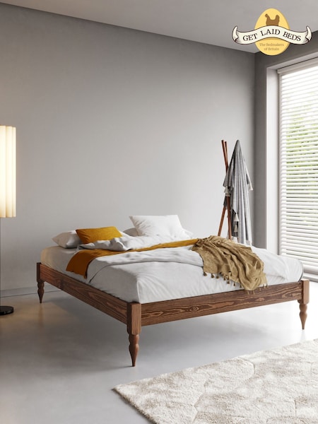 Get Laid Beds Brown Platform Solid Wood Turned Leg Bed (AJ1760) | £395 - £665