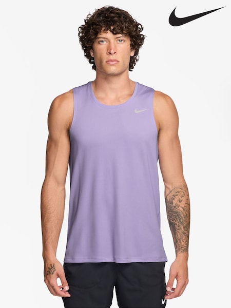 Nike Hydrangea Purple Grey Dri-FIT Miler Running Vest Top (AJ1804) | £28