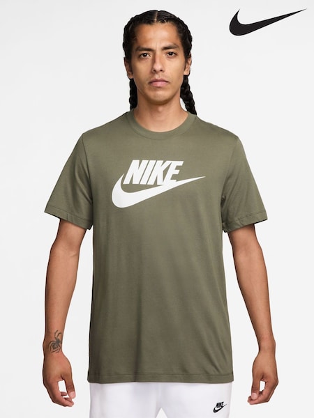 Nike Medium Olive Green Icon Futura T-Shirt (AJ1833) | £23