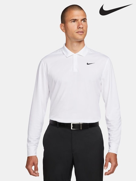 Nike White Dri-FIT Victory Long-Sleeve Golf Polo Shirt (AJ1872) | £55