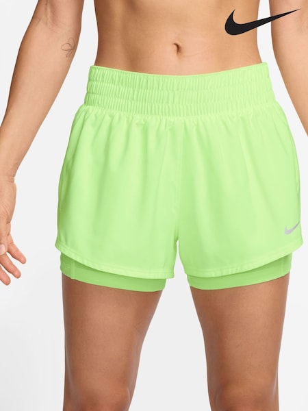 Nike Lime Green Dri-FIT One Mid Rise 3" 2-in-1 Shorts (AJ1890) | £40