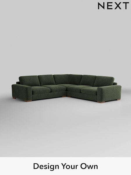 Boucle Chenille/Dark Moss Green Houghton Deep Relaxed Sit (AJ2200) | £2,925
