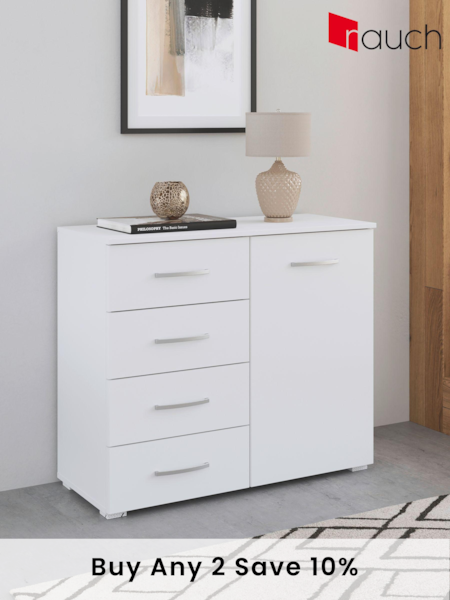 Rauch White Reflection Chest of 4 Drawer Drawers (AJ2224) | £320