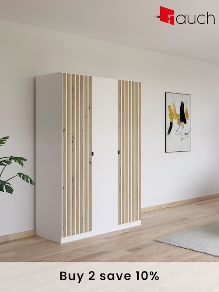 Rauch White Genova Wood and Mirror Triple Semi Fitted Wardrobe (AJ2249) | £591
