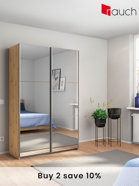 Rauch Natural Reflection Mirror Sliding Semi Fitted 1.3m Sliding Wardrobe (AJ2256) | £620