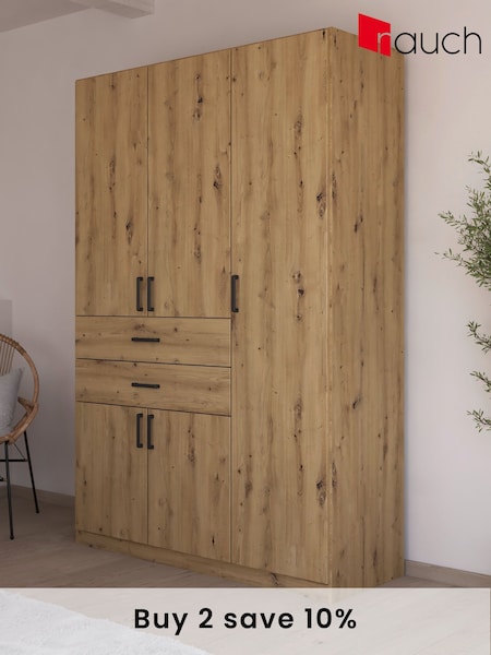 Rauch Natural Laika Wood Semi Fitted 5 Door, 2 Drawer Wardrobe (AJ2257) | £657