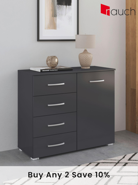 Rauch Grey Reflection Chest of 4 Drawer Drawers (AJ2264) | £320