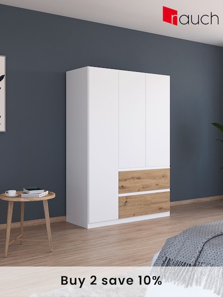 Rauch White Oak Fosta Wood Semi Fitted Triple Wardrobe (AJ2265) | £655