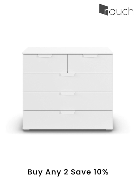 Rauch White Fosta Chest of 5 Drawer Drawers (AJ2267) | £334