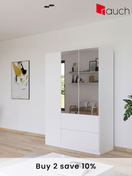 Rauch White Joelle Wood and Mirror Triple Semi Fitted Wardrobe (AJ2269) | £704