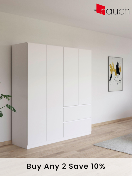 Rauch White Joelle Wood Semi Fitted 4 Door Wardrobe (AJ2273) | £715