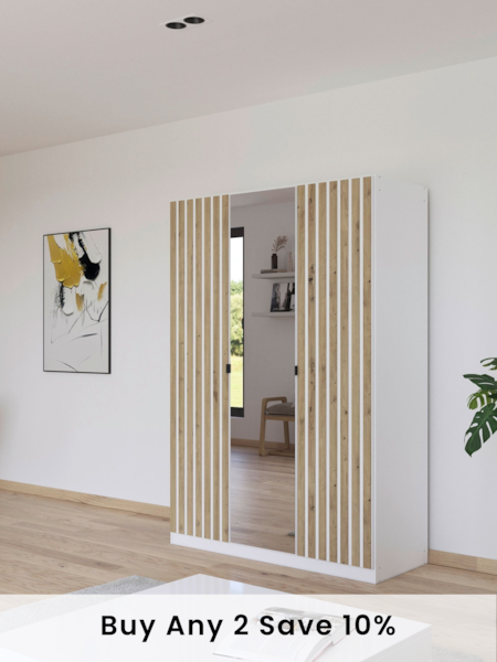 Rauch White Genova Wood and Mirror Triple Semi Fitted Wardrobe (AJ2291) | £609