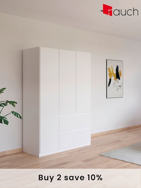 Rauch White Fosta Wood Semi Fitted Triple Wardrobe (AJ2294) | £655