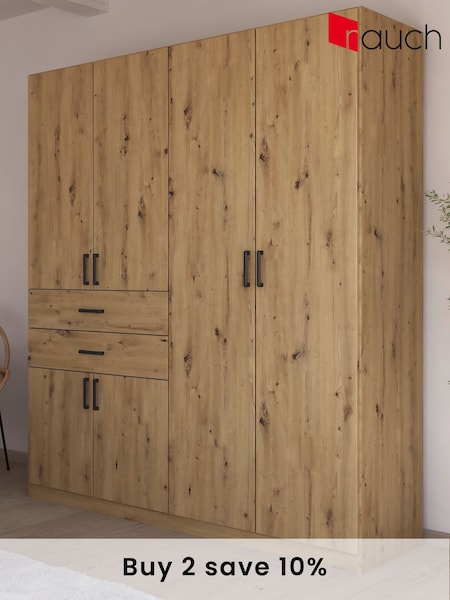Rauch Natural Laika Wood Semi Fitted 6 Door, 2 Drawer Wardrobe (AJ2295) | £722