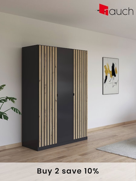Rauch Grey Genova Wood and Mirror Triple Semi Fitted Wardrobe (AJ2296) | £591