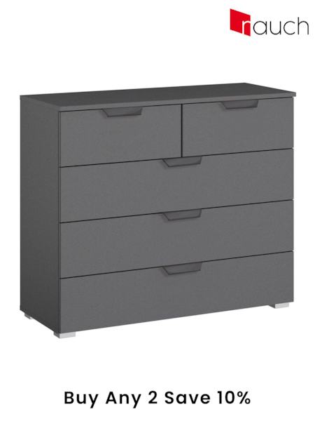 Rauch Grey Fosta Chest of 5 Drawer Drawers (AJ2300) | £334